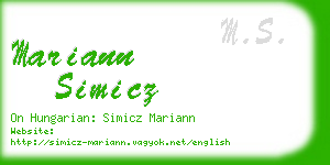 mariann simicz business card